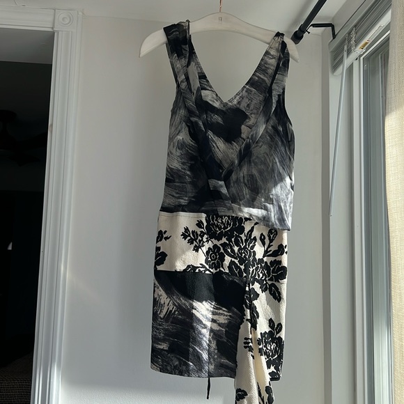 100% Silk Multi Fabric Dress with Drawstring - Picture 1 of 6
